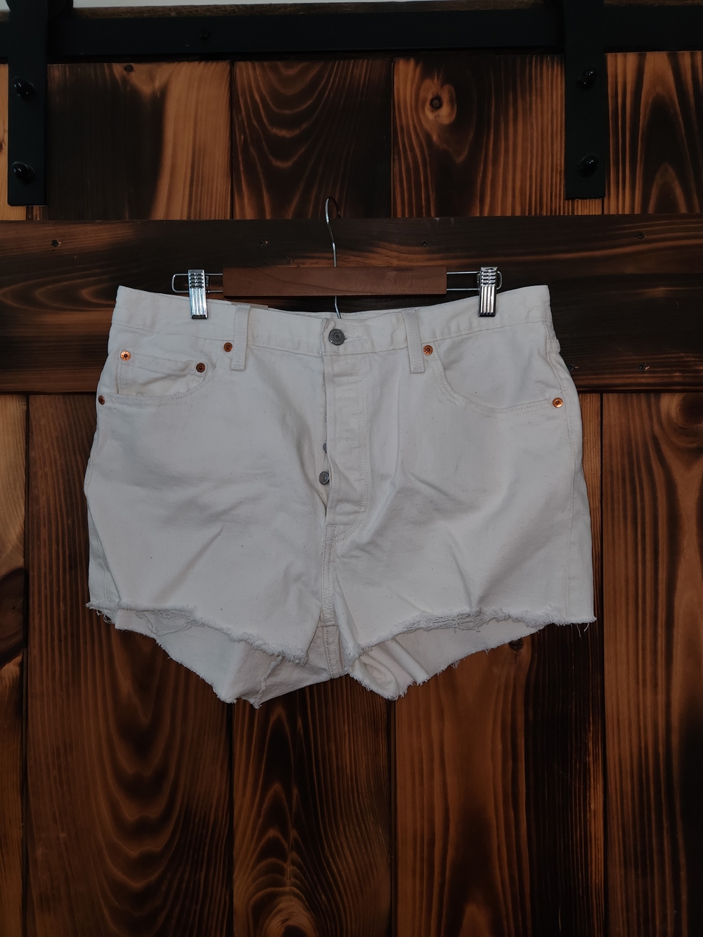 Levi's White High-Waist Cutoff Denim Shorts